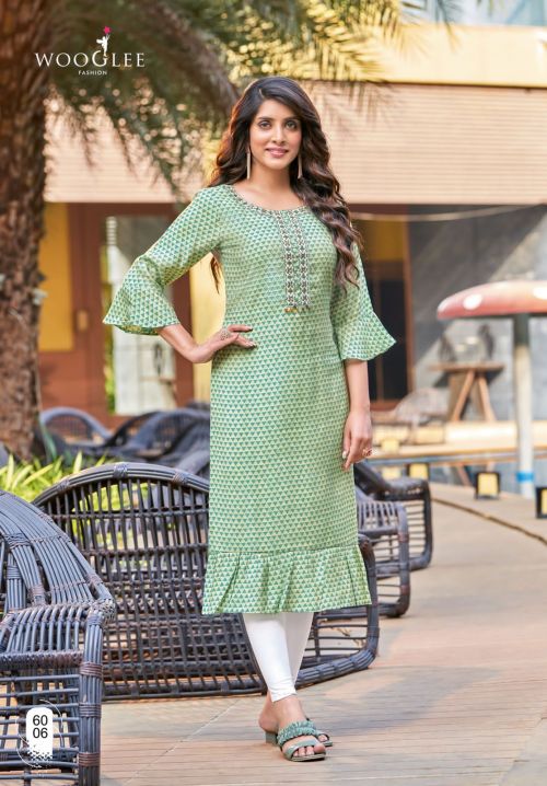 Tarang By Wooglee Rayon Printed Embroidery Kurtis Suppliers In India